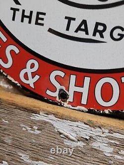 Vintage Winchester Sign Firearm Ammunition Gun Shotgun Rifles Old Porcelain Sign