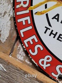 Vintage Winchester Sign Firearm Ammunition Gun Shotgun Rifles Old Porcelain Sign