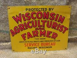 Vintage Wisconsin Agriculturist Farm Sign Farming Farmer Antique Old 9963