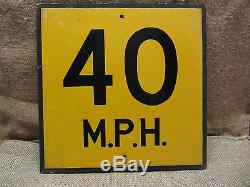 Vintage Wooden 40 mph Speed Limit Street Sign Old Antique Signs Goverment 7620