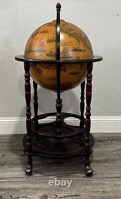 Vintage Zodiac Sign Old World Globe Map Bar Wheeled Very Rare