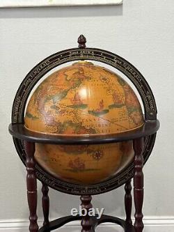 Vintage Zodiac Sign Old World Globe Map Bar Wheeled Very Rare