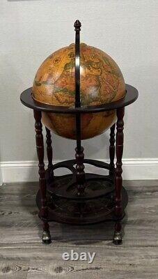 Vintage Zodiac Sign Old World Globe Map Bar Wheeled Very Rare