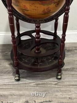 Vintage Zodiac Sign Old World Globe Map Bar Wheeled Very Rare