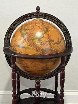 Vintage Zodiac Sign Old World Globe Map Bar Wheeled Very Rare