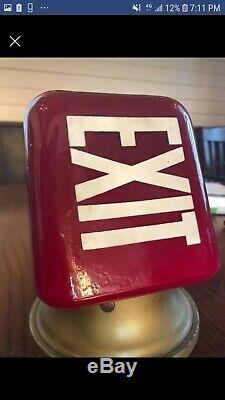 Vintage antique Old Art Deco EXIT sign Milk Glass complete and working