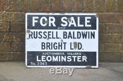 Vintage enamel sign old enamelled FOR SALE sign original property-FREE DELIVERY