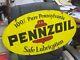 Vintage Old Pennzoil 2 Sided Oval Oil Metal Sign Gas Gasoline 31 By 18