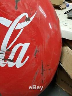 Vintage old antique coca cola bottle coke button round sign 48 inch red