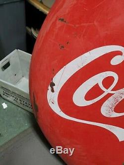 Vintage old antique coca cola bottle coke button round sign 48 inch red