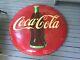 Vintage Old Antique Coca Cola Coke Button Round Sign 48 Inch Red A-m 2-53 Rare