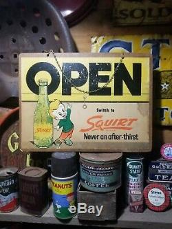 Vintage old bait tackle squirt soda sign gas station general store hunting