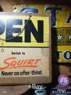 Vintage old bait tackle squirt soda sign gas station general store hunting