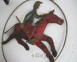 Vintage old iron Horse polo trade display sign man on horse wall bracket