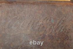 Vtg Antique Old Coca Cola Coke Tin Metal Chest Cooler Advertising Sign Soda Pop