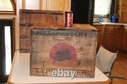 Vtg Antique Old Remington Typewriter Ship Crate Wood Wooden Box Advertising Sign