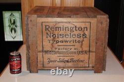 Vtg Antique Old Remington Typewriter Ship Crate Wood Wooden Box Advertising Sign