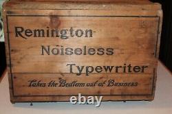 Vtg Antique Old Remington Typewriter Ship Crate Wood Wooden Box Advertising Sign