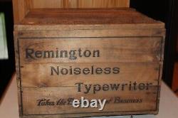 Vtg Antique Old Remington Typewriter Ship Crate Wood Wooden Box Advertising Sign