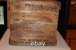 Vtg Antique Old Remington Typewriter Ship Crate Wood Wooden Box Advertising Sign