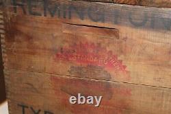 Vtg Antique Old Remington Typewriter Ship Crate Wood Wooden Box Advertising Sign