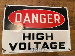 Vtg Danger High Voltage Electric Power Ready Made Sign Co NY Antique 1930s OLD