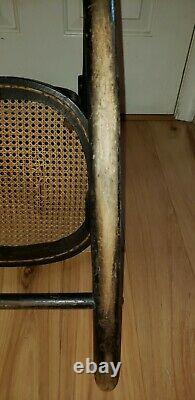 Vtg. Kids Children's Rocking Chair Bentwood Cane Thonet Style Old marking Signed