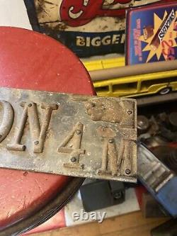Vtg Old antique Early Lisbon town 4 M miles Hand Pointing metal road Street Sign
