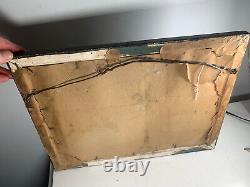Vtg Reverse Painted Glass Trade Sign Saw Filing Ashley Falls Mass Old Antique