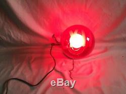 Vtg Ruby Red Glass Exit Globe Chrome Brass Sconce Old Theater Sign Light 306-20E