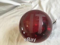 Vtg Ruby Red Glass Exit Globe Chrome Brass Sconce Old Theater Sign Light 306-20E