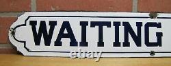 WAITING ROOM Original Old Porcelain Sign Railroad Business Doctor Shop Pub Ad