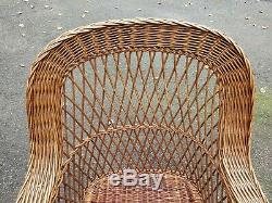 WICKER arm CHAIR natural BAR HARBOR antique ORIGINAL old vtg DELIVERY AVAILABLE