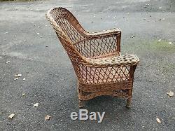 WICKER arm CHAIR natural BAR HARBOR antique ORIGINAL old vtg DELIVERY AVAILABLE