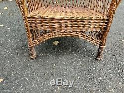 WICKER arm CHAIR natural BAR HARBOR antique ORIGINAL old vtg DELIVERY AVAILABLE