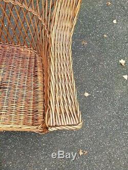 WICKER arm CHAIR natural BAR HARBOR antique ORIGINAL old vtg DELIVERY AVAILABLE