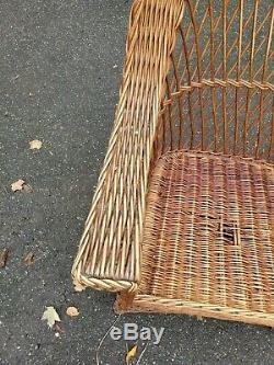 WICKER arm CHAIR natural BAR HARBOR antique ORIGINAL old vtg DELIVERY AVAILABLE