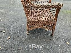 WICKER arm CHAIR natural BAR HARBOR antique ORIGINAL old vtg DELIVERY AVAILABLE