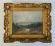 Wilson Antique Old Early American Landscape With Figure Oil Painting Ornate Frame