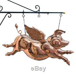 Winged Copper PIG Weather Vane Trade Sign Angel Barbeque Pork Flying Old Style