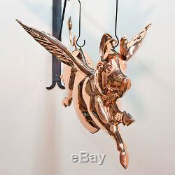 Winged Copper PIG Weather Vane Trade Sign Angel Barbeque Pork Flying Old Style