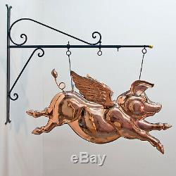 Winged Copper PIG Weather Vane Trade Sign Angel Barbeque Pork Flying Old Style