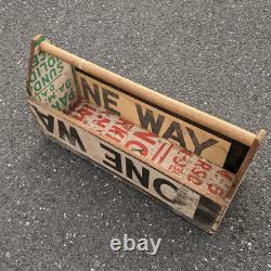 Wood Tool Carrier Made from Old Street Signs Make Do Antique Folk Art Circa 1950