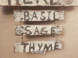 Wood farm store sign antique folkart 1900's herb spices basil sage thyme country