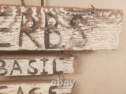 Wood farm store sign antique folkart 1900's herb spices basil sage thyme country