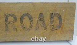 Wooden Rimmon Road sign wood 1900's old Mustard paint antique automobilia car