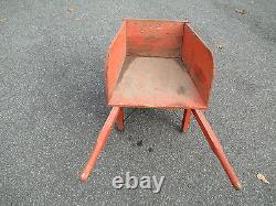 Wooden wheelbarrow antique vtg wheel barrow orange old paint