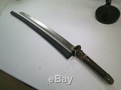 Wwii Japanese Civilian Samurai Sword W Scabbard Old Signed Tsuba Minty Blade C90