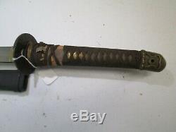 Wwii Japanese Civilian Samurai Sword W Scabbard Old Signed Tsuba Minty Blade C90