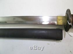 Wwii Japanese Civilian Samurai Sword W Scabbard Old Signed Tsuba Minty Blade C90